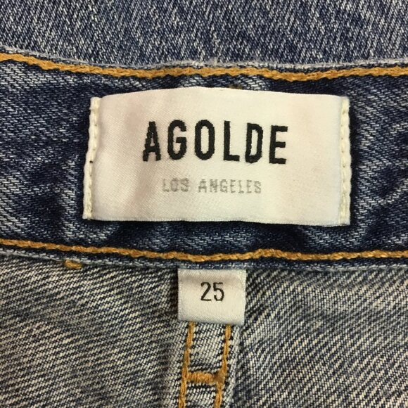 AGOLDE Riley High-Rise Straight-Leg Jeans Womens 25  Denim Factory Distressed Co - Picture 11 of 13